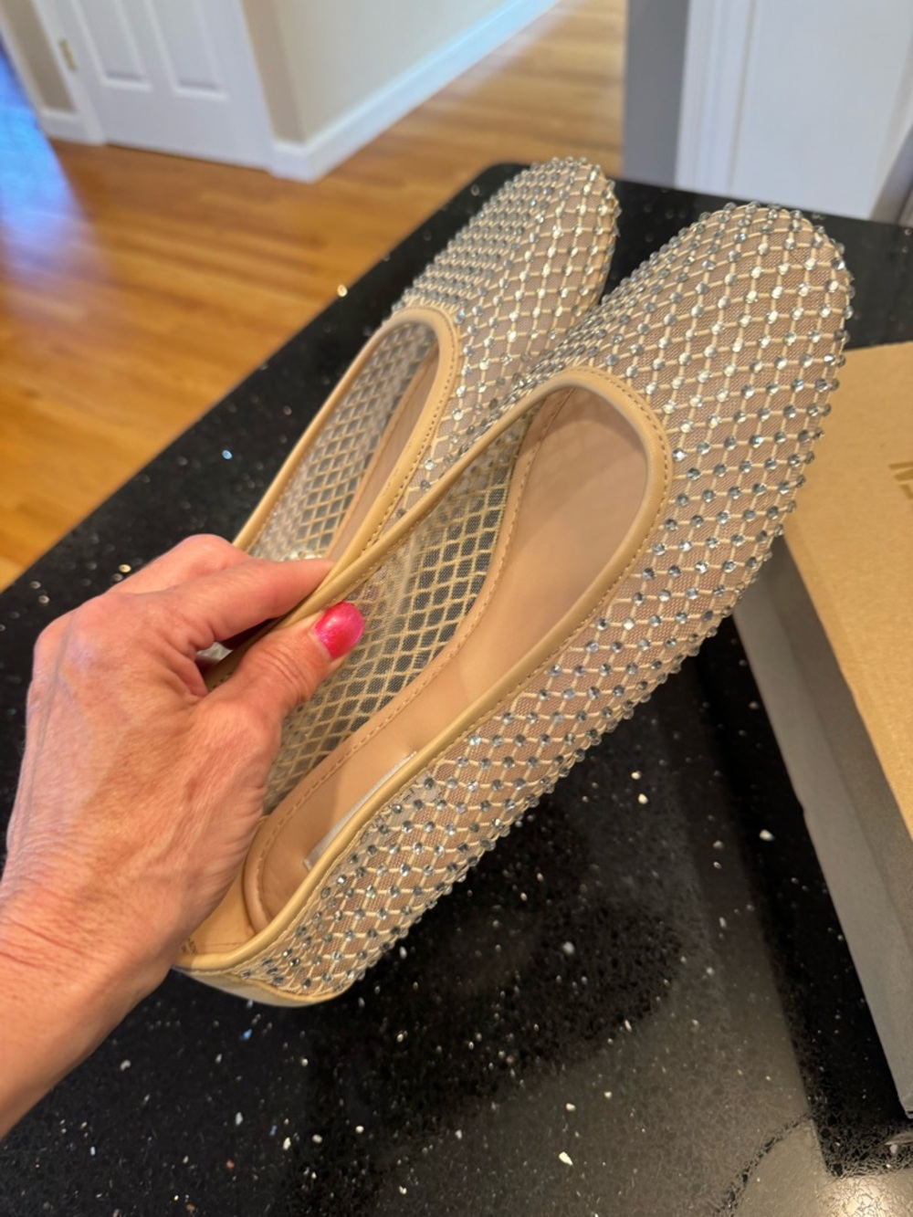 NWT -Steve Madden Nude Crystal-Studded Ballet Flats- Price is Firm - Picture 4 of 8